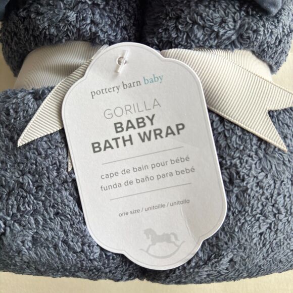 Pottery Barn Baby Blue GORILLA Baby Bath Wrap One Size - Picture 3 of 4